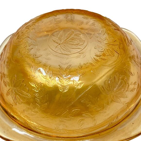 Jeannette Floragold Louisa Iridescent Carnival Glass Dessert Bowls Set of 4 - Picture 5 of 5